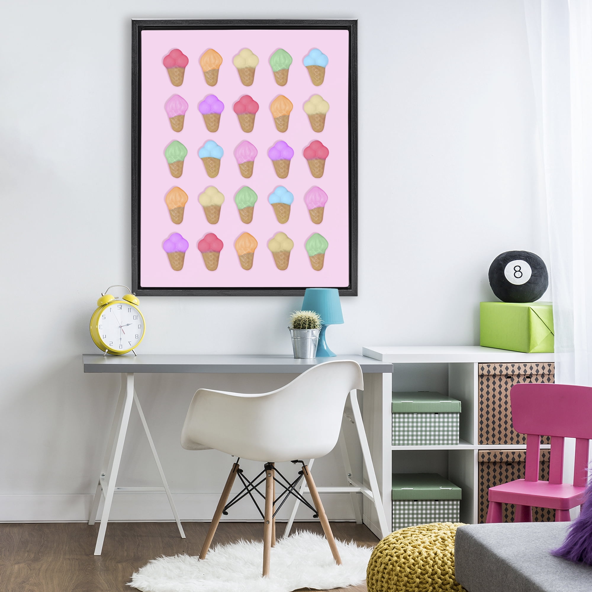 Stupell Industries Ice Cream Shaped Candies Black Framed Floater Canvas Wall Art, design by LISH Creative