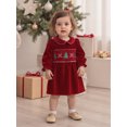 thumbnail image 6 of Cjfdfy Toddler Baby Girl Christmas Dress Outfit Baby Girls Red Velvet Smocked Dress Fall Winter Clothes Xmas Tree Embroidery Doll Collar Long Sleeves A Line Dress, 6 of 9