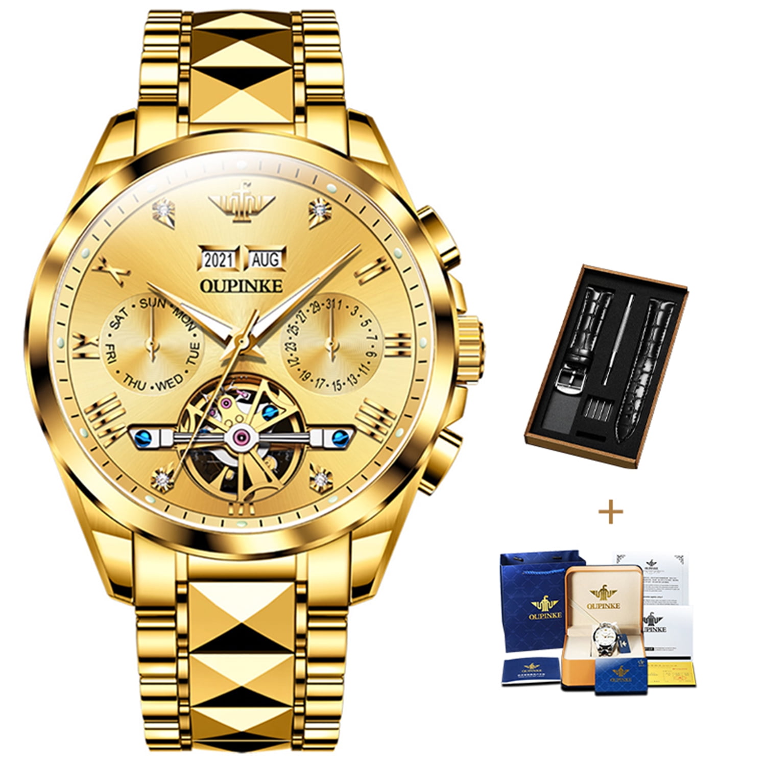 Oupinke Watch for Men Automatic Mechanical 40 mm SelfWinding Flywheel