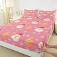 thumbnail image 3 of Manfei Cute Santa Claus Full Size Sheets, Kawaii Christmas Tree Bed Sheets, Cartoon Snowflake Print Sheet Sets, Ultra Soft Home Decor, 4pcs, 3 of 7