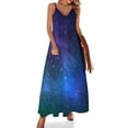 thumbnail image 1 of Vestido de galaxia colorido, verde y azul, estético cósmico, casual, largo, primavera, vintage, maxi, vestido, regalo de cumpleaños, 1 of 7