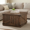 thumbnail image 4 of Dextrus Farmhouse Square Lift Top Coffee Table with Storage, Wood Center Table for Living Room, Walnut, 4 of 8
