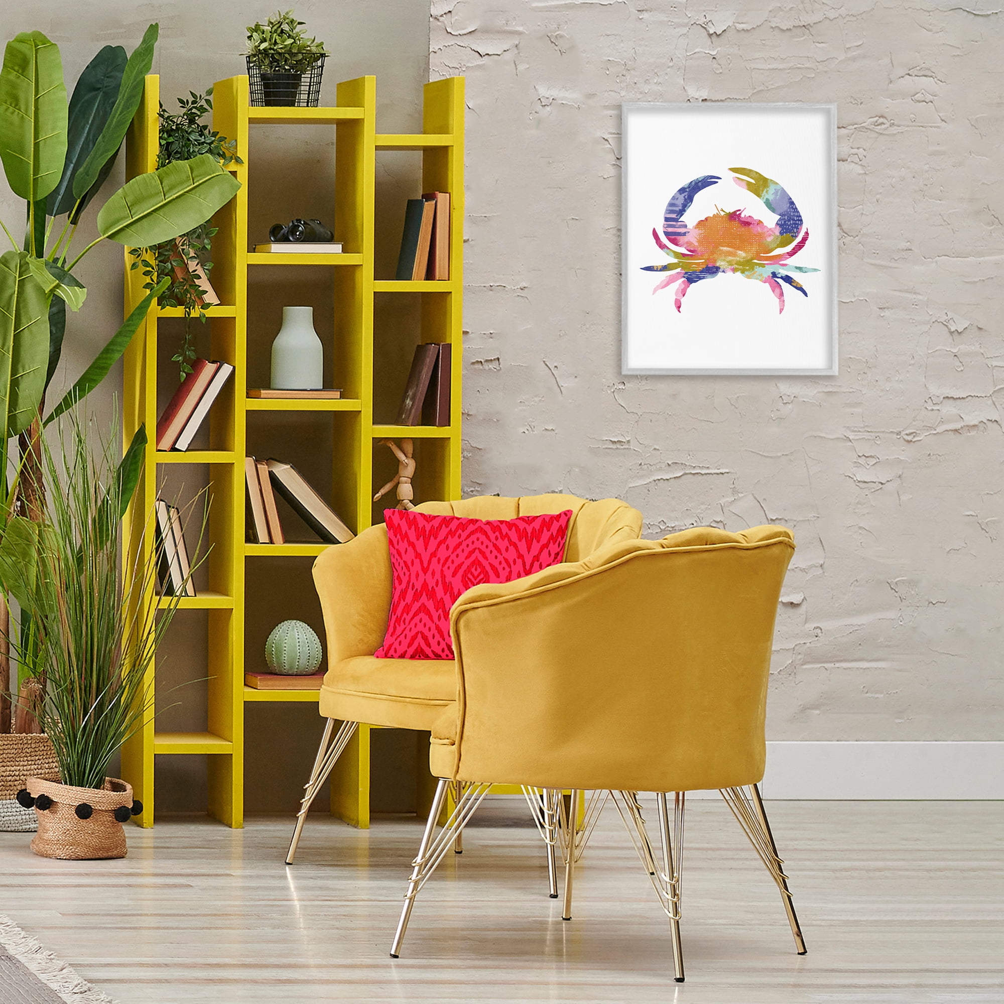 Stupell Industries Patterned Crab Impression Animals & Insects Painting Gray Framed Art Print Wall Art, 16 x 20