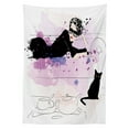 thumbnail image 3 of Ambesonne Kitten Tablecloth Rectangular Table Cover, Girl and Cat, 60"x90", Black Lilac Lavender, 3 of 4