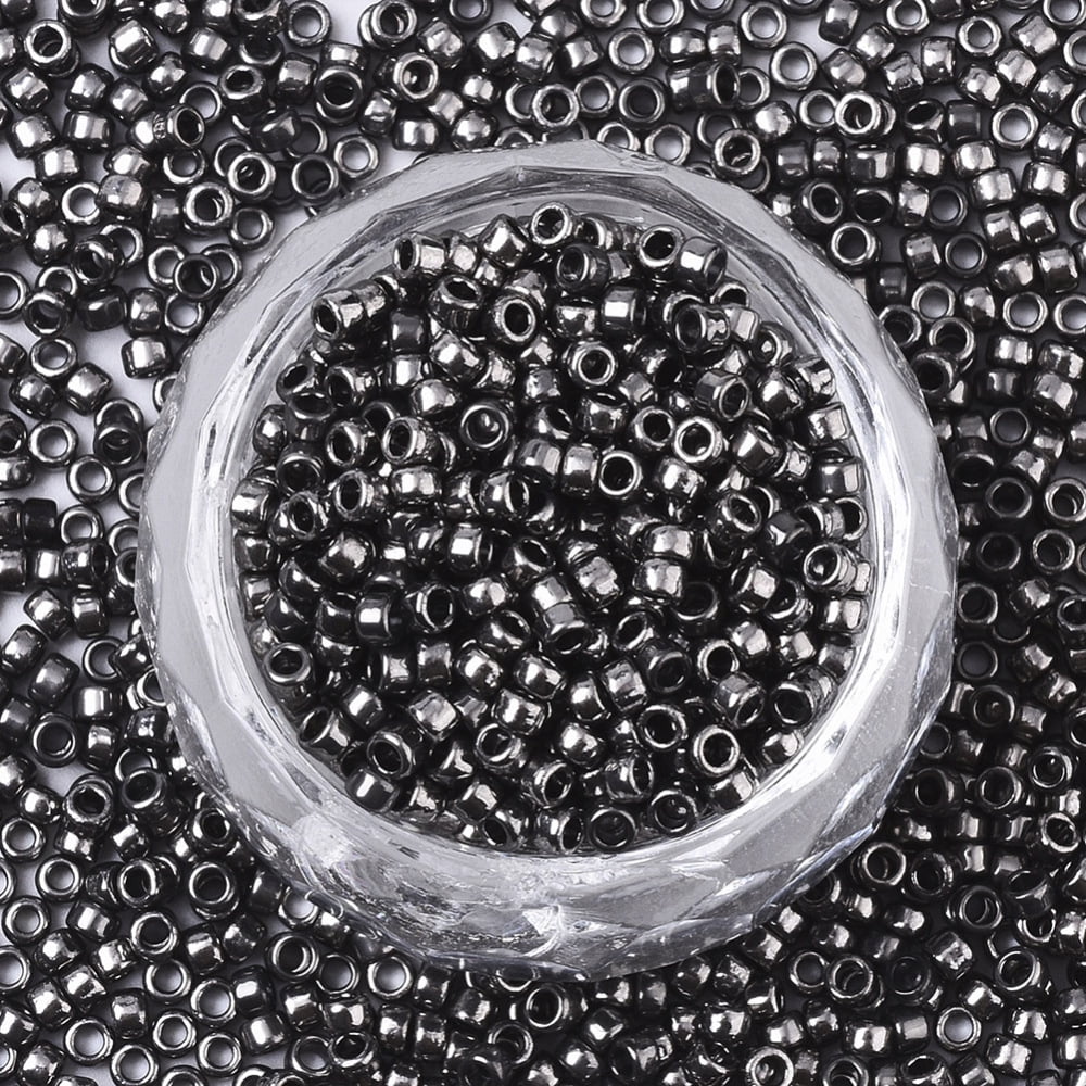 1 bag Electroplate Glass Seed Beads Fit for Machine Eembroidery Metallic Colours Round Black Plated 2.5x1.5mm Hole: 1mm 20000pcs/bag