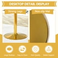 thumbnail image 4 of Hi loPres 5-Piece Dining Set, 71" Tempered Glass Table with Gold Metal Pedestal Base and 4 Dark Gray PU Leather Chairs with Gold Legs for Dining Room, 4 of 7