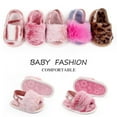 thumbnail image 7 of Baby Girls Warm Fuzzy Slipper Plush Sandals Soft Sole Faux Fur Flats Toddler Prewalker Slipper Elastic Back Strap, 7 of 7