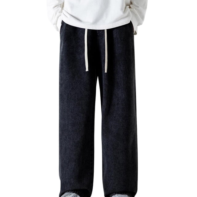 Pantalones de mezclilla rectos con bolsillos y estampado degradado vintage para hombre