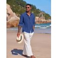 thumbnail image 2 of COOFANDY Mens Cuban Guayabera Shirt Casual Button Down Shirts Long Sleeve Beach Linen Shirts, 2 of 6