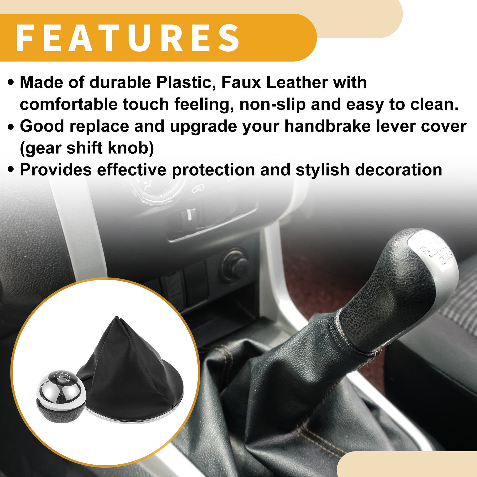 Unique Bargains 5 Speed Manual Gear Shift Knob W/ Cover - Stick Shifter Knob - for Fiat 500 2007-2014 Faux Leather 1 Pc