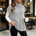thumbnail image 4 of Tbopshirt Women Sleeveless Sweater Vest Turtleneck Oversized Pullover Sweaters with Front Pockets for Fall Winter Casual Outfit Going Out Knit Tops, 4 of 8