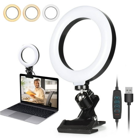 Image of 6.3 Selfie Ring Light with Clip 3000k-6500K Dimmable Led Ring Lights USB Powered Portable Selfie Lights for Live Broadcast Make-up Selfies