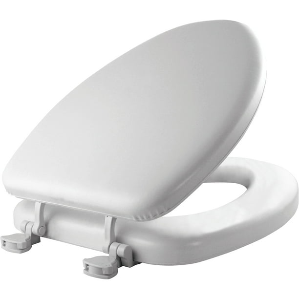 Mayfair Lift off Elongated Cushioned Vinyl Toilet Seat in White