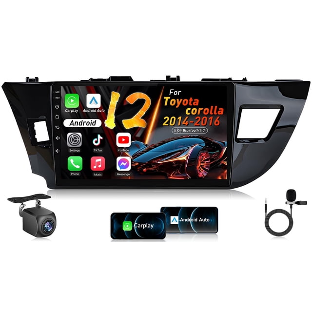 Radio estéreo para automóvil para Toyota Corolla 2014-2016: Actualización 5G-WiFi Unidad principal con pantalla táctil de 10.1" 1280 * 800 - Carplay inalámbrico Android Auto Bluetooth GPS RDS EQ HiFi
