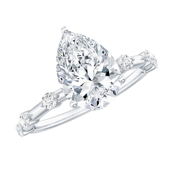 Rosec Jewels Moissanite Teardrop Engagement Ring 2 Ct - D-VS1 Grade Moissanite Solitaire Ring - 7X10 mm - with Jewelry Box, 925 Sterling Silver, US 4.00