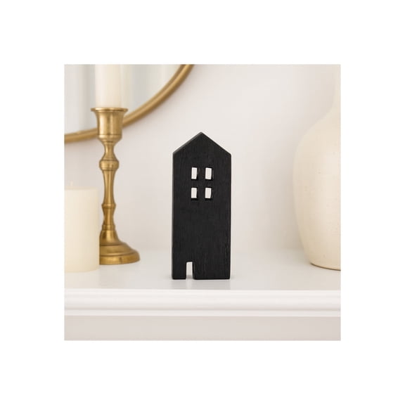 Decorative Sculpture for Home Decor - Minimalist Wooden Living Room, Bathroom, and Shelf Accent Perfect for Modern Home - Unique Decorative Object for Office Table That Elevates Any Room - 8" Black