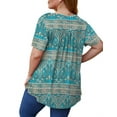 thumbnail image 3 of VERABENDI Women’s Plus Size Tunic Tops Summer Short Sleeved Henry Shirts Casual Floral Blouses,M-4XL, 3 of 4