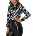 thumbnail image 4 of INSPIRE CHIC Women's  Sequin Stand Collar Long Sleeve Zipper Cropped Bomber Jacket L Silver, 4 of 5