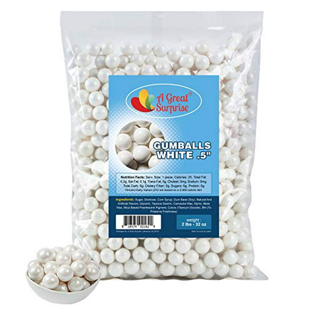 White Gumballs for Candy Buffet Apx. 620 Gumballs 2 Pounds Mini