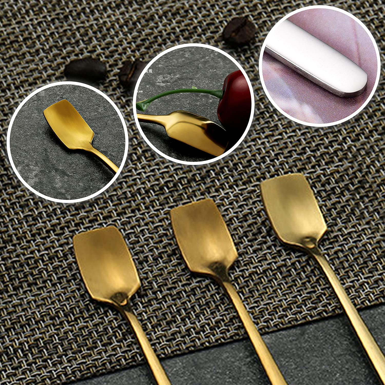Popvcly Stainless Steel Soup Spoons Mixing Spoons, Iced Teaspoons, Ice Cream Spoon,Cocktail Stirring Spoons, Size: One Size