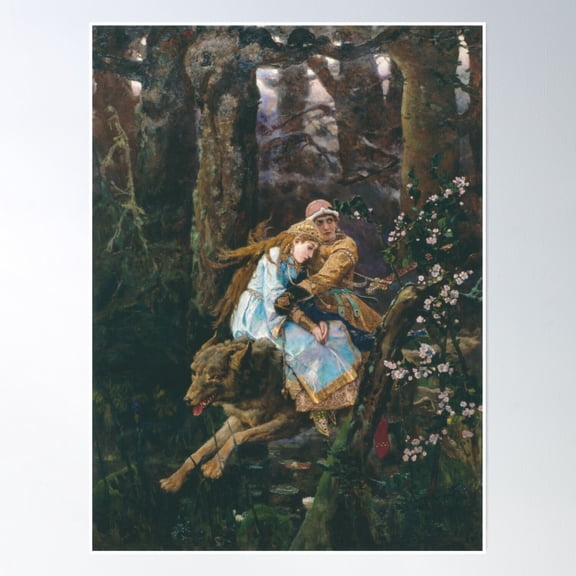 Ivan Tsarevich Riding The Grey Wolf Viktor Vasnetsov Poster Wall Art, Modern Wall Decor, 8x12 UNFRAMED