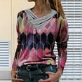 thumbnail image 2 of Blouse à Manches Longues avec Col Brodé Imprimé Teinture sur Nœuds pour Femmes, 2 of 4