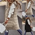 thumbnail image 4 of Womens hooded long winter Vest Sleeveless Hooded Long Puffy Vests Zip Up Quilted Thick Winter Jackets Outerwear with Pockets, 4 of 7