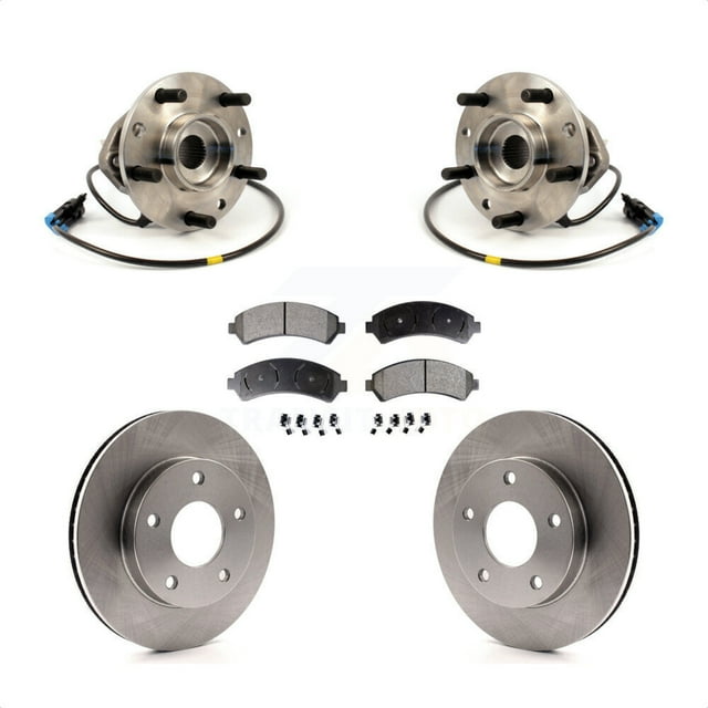 Transit Auto Front Hub Bearing Assembly Disc Brake Rotors and Semi-Metallic Pads Kit for Car 1997 Chevrolet Blazer 4WD with Drum rear brakes Integral Sensor KBB-126432
