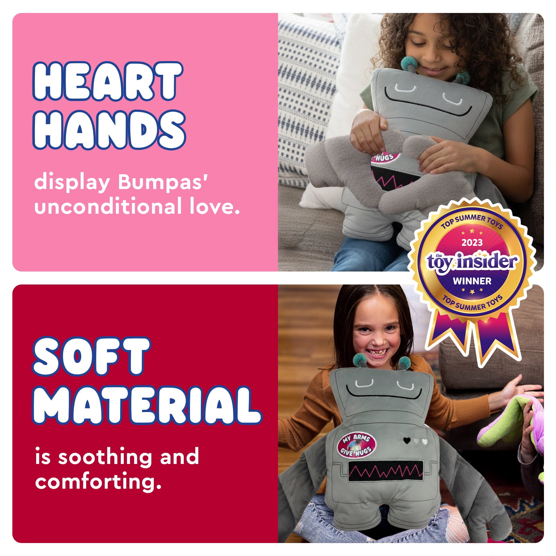 Bumpas Weighted Plush Toy – Machine Washable Calming Stuffed Animal for Kids – Arms and Body are Weighted to Give a Realistic Hug – Soft Companion for Playtime, Naptime & Travel (Buzzby)