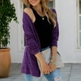 thumbnail image 3 of MRULIC cardigan for women Fashion Women Long Sleeve Casual Winter Cardigan Pocket Solid Color CoatWomen's Cardigan Purple + US:12, 3 of 8