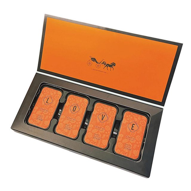 Fragancias de Perfume sólidas de 4 piezas, caja de bolsillo, desodorante, bálsamo para mujer, naranja, limón, notas centrales, té"01" Fivean LED