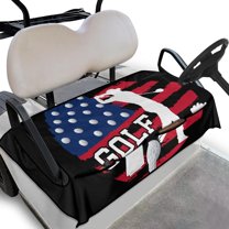 SEANATIVE American Flag Golf Cart Seat Cover with Pockets Breathable Golfcart Cushion Golf Ball Pattern Golf Cart Seat Towel Blanket Golf Cart Covers 2 Passenger Heavy Duty Golf Cart Accessory