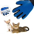 thumbnail image 1 of Brush Glove For Animals - Fur care Dog Cat Pets Left blue, 1 of 5