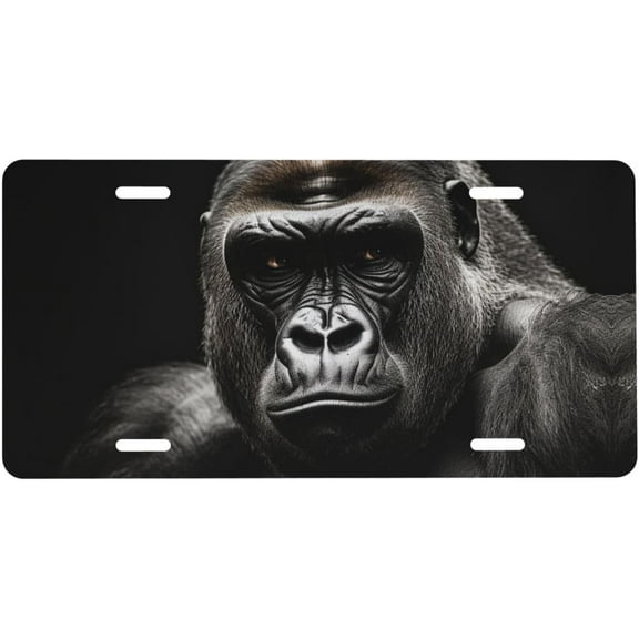 Male Gorilla License Plate Aluminum Car Front License Plate Cover 6 X 12 Inch Novelty Vanity Tag Funny Car Decoration