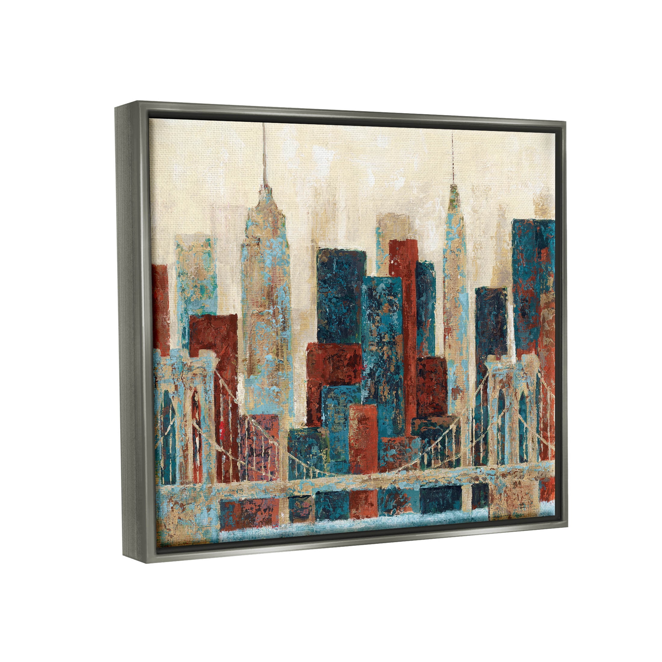 Stupell Industries Urban City Bridge Architecture Painting Luster Gray Floating Framed Canvas Print Wall Art, Design by Cloverfield & Co.