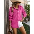 thumbnail image 7 of Spring And Summer Women's Wavy Texture Loose Fashion Shirt, 7 of 7