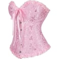 thumbnail image 3 of Corset Top for Women Lingerie Bustier Princess Floral Lace up Trim Plus Size Costume Halloween Pink 7XL, 3 of 7