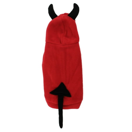 Unique Bargains Single Breasted Devil Shape Pet Dog Poodle Halloween Costume Coat Black Red L