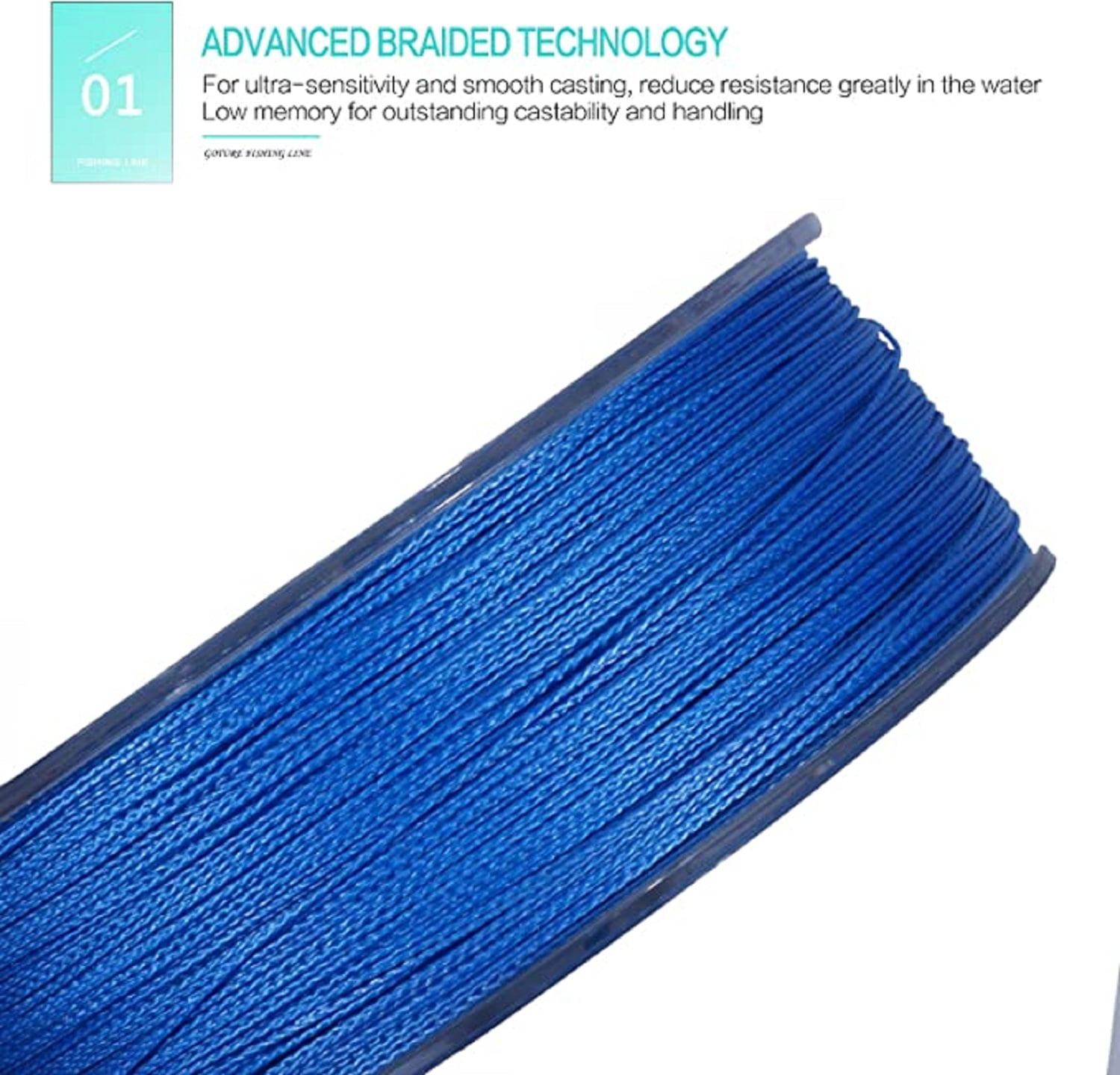 Goture 4-Strand Weave//Braided Fishing Line 8-80LB No Memory Smooth Finish-Improved Colorfastness