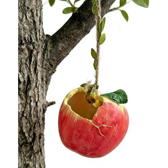 Orange-Shaped Hanging Bird Feeder, Decorative Resin Outdoor Bird Feeder for Garden, Backyard, Patio
