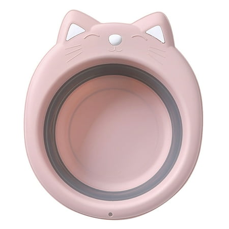 

1pc Portable Washbasin Collapsible Basin Adorable Cat Shape Folding Washing Basin Creative Cartoon Folding Washbasin Washtub (Pink)
