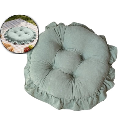 Floor Cushion with 4-Point Support &ndash; 17.7 Round Ottoman Pillow for Chair Office Outdoor & Floor Seating &ndash; Soft Seat Pad with Carry Strap