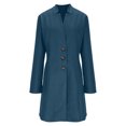 thumbnail image 7 of Wutalume Women's Fashion Long-Line Slim-Fit Coat Solid-Colour Long-Sleeved Outerwear, Elegant Wool Blend, Perfect for Fall and Winter, Office and Casual Occasions,Blue M, 7 of 7