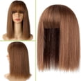 thumbnail image 3 of 14" Hair Topper with Bangs Clip in Top Extensions 200% Density Silk Base Top Hairpieces Straight Crown Wiglet for Thinning  Hair Women, 3 of 6