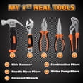 thumbnail image 2 of JoyTown Kids Real Tool Set- Junior Steel Forged Tool Kit for Children with Real Hand Tools, Kids Tool Belt, Portable Tool Bag, Perfect Learning Tools for Home DIY, Christmas Gift (Orange & Black), 2 of 7