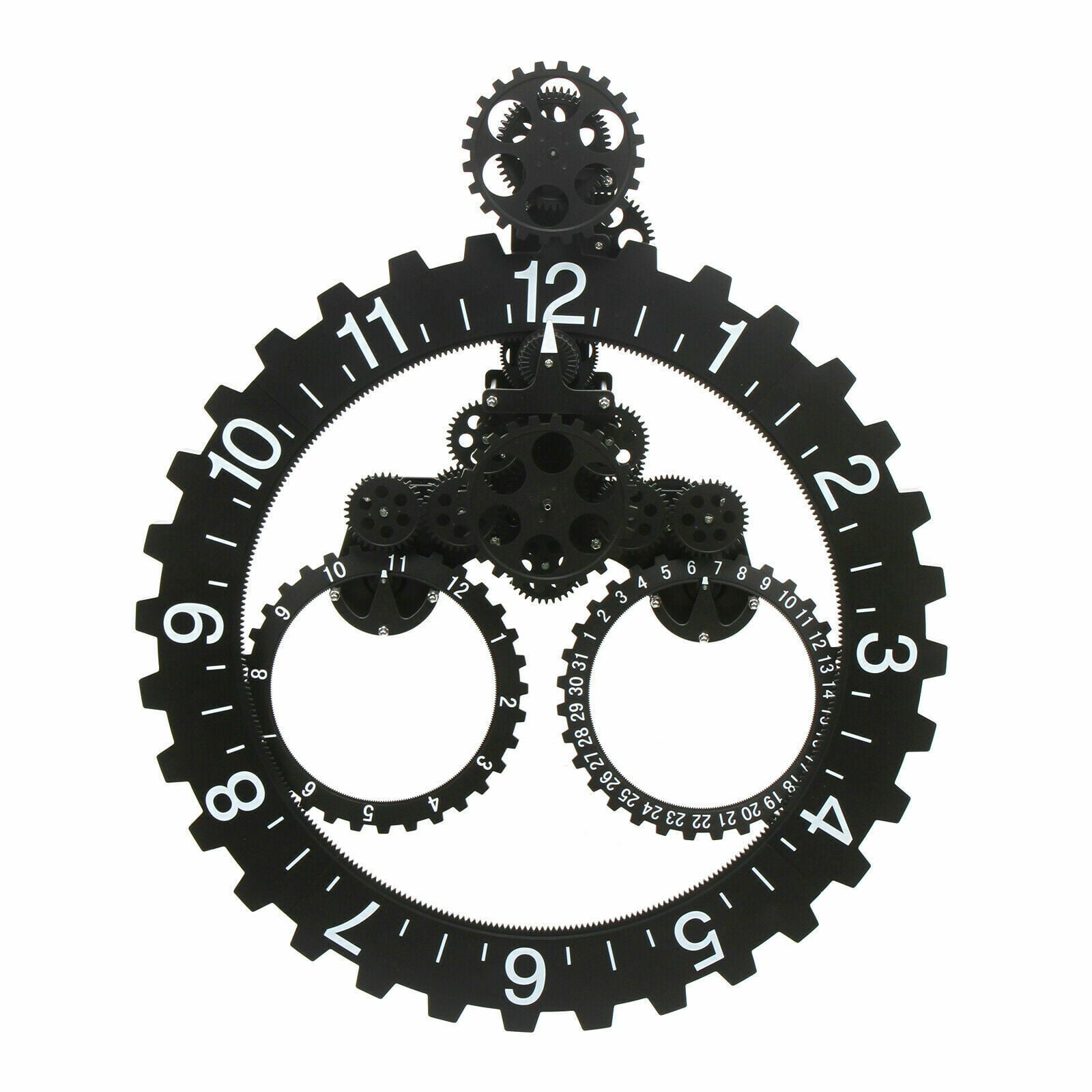 OUKANING Creative Triangle Gear Clock Wall Art Rotary Mechanical Wheel