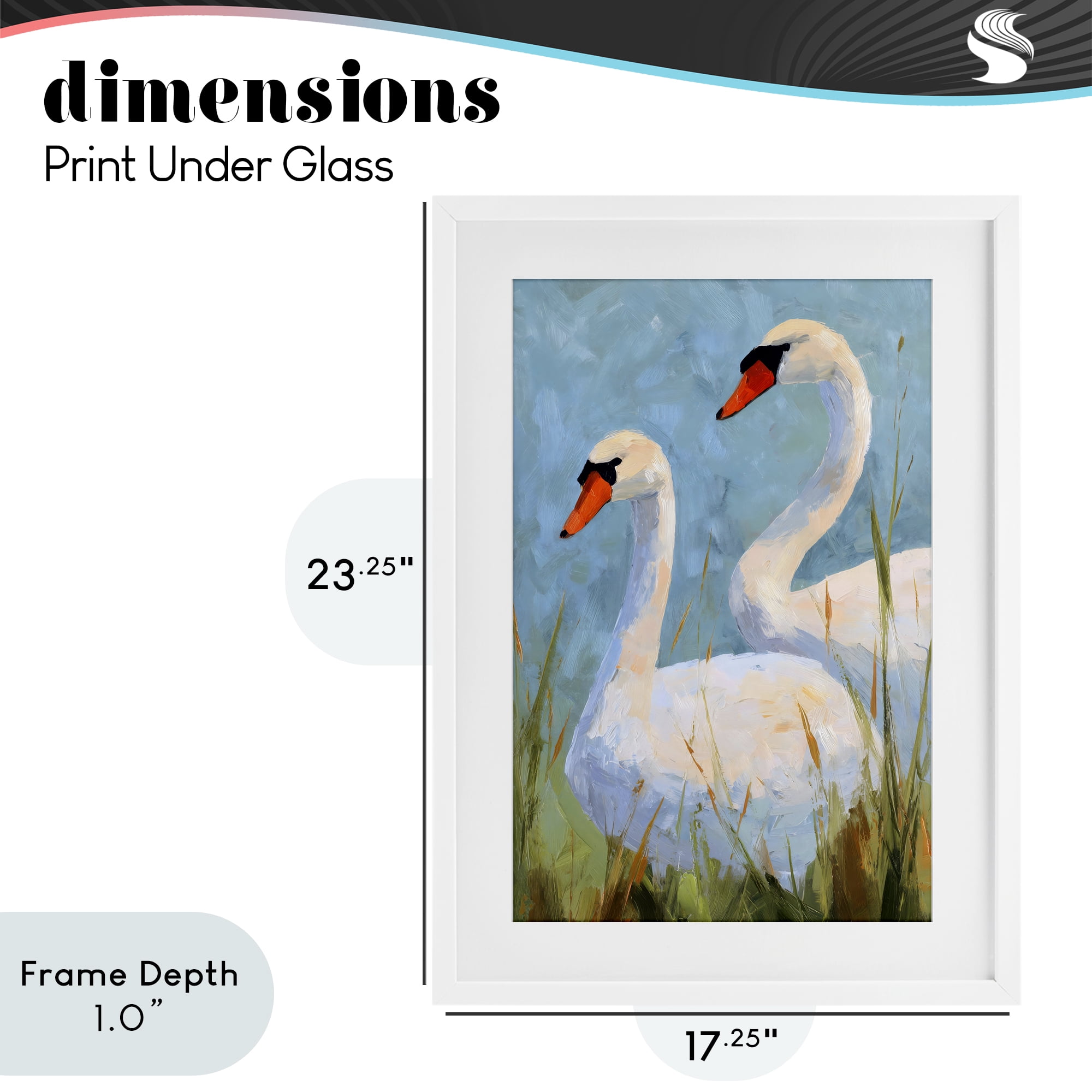 Stupell Industries Long Necks Swan Pear White Framed Print Under Glass, design by Petal Prints Design
