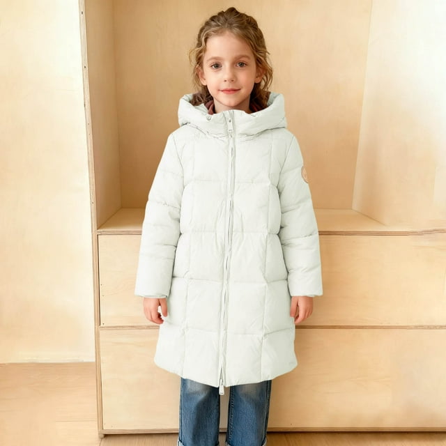 Parkas de manga larga para niñas, chaqueta de plumón de longitud media a larga, abrigo grueso de invierno para niños y niñas, abrigo cálido de algodón para niños.