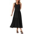 thumbnail image 4 of INSPIRE CHIC Women's Summer Casual Sleeveless Crew Neck Sundress A-Line Flowy Tiered Maxi Dress XL Black, 4 of 6
