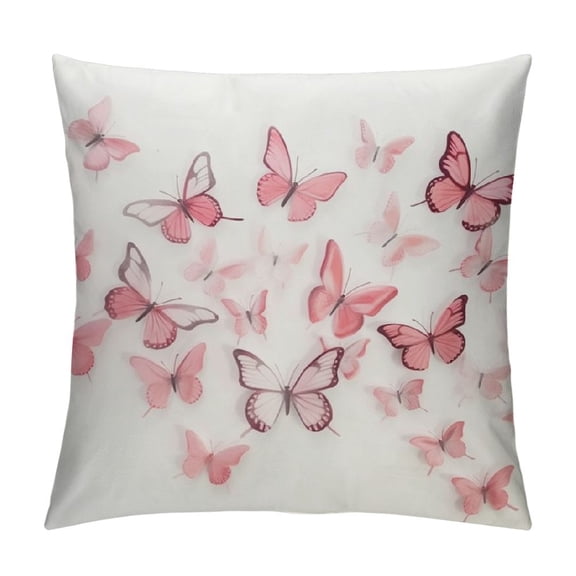 MLJA Butterfly Decorative Throw Pillow Cover Pillow Case Cushion Cover for Summer Sofa Bedroom Couch Home Decor Pink